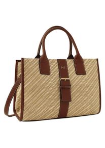 Marco Tozzi Damen Henkeltasche, braun, Bast, Jute, Lederimitat, Flechtoptik, Taschen, Damen Umhängetasche, Handtasche, Schultertasche mit Zierschnalle