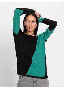 Heine Damen Strickpullover "Pullover", grün, Gr. 44, unifarben, gemustert, mehrfarbig, 80% Viskose, 20% Polyamid, Pullover