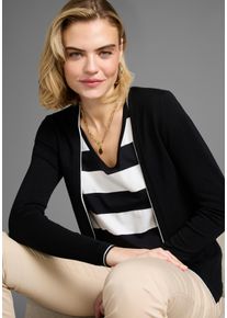 Laura Scott Damen Strickjacke, schwarz-weiß, casual, Gr. 32, kontrastfarbene Details, unifarben, unifarben mit Farbeinsatz, Strick, Feinstrick,