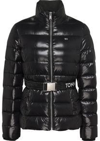Tommy Jeans Damen Steppjacke "TJW BRANDED BELT DOWN JACKET", schwarz, casual, Gr. L, glänzend, Web, Obermaterial: 100% Polyamid. Futter: 100%