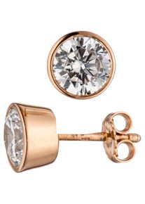 Jobo Damen Paar Ohrstecker, Silber 925 (Sterlingsilber), rosa, Silber 925 (Sterlingsilber), Ohrringe, rund 925 Silber roségold vergoldet mit Zirkonia