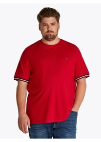 Tommy Hilfiger Big & Tall Herren T-Shirt "BT-GLOBAL STRIPE CUFF TEE-B", rot, casual, Gr. XXXL, TOMMY HILFIGER BIG & TALL, Single Jersey, Obermaterial: 100% Baumwolle, Shirts,