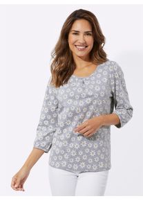 Classic Basics Damen 3/4-Arm-Shirt "3/4-Arm-Shirt", grau, Gr. 46, geblümt, gemustert, bedruckt, mehrfarbig, 100% Baumwolle, Shirts