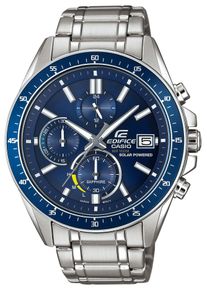 CASIO EDIFICE Herren Chronograph, silber, Armbanduhren, Solaruhr, Armbanduhr, Herrenuhr, Edelstahlarmband, Saphirglas