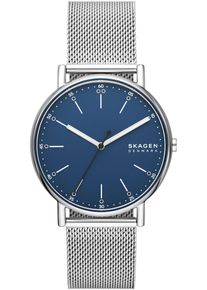 Skagen Damen Quarzuhr "SIGNATUR", silber, Armbanduhren, Armbanduhr, Herrenuhr, Damenuhr, Leuchtzeiger, Lederarmband
