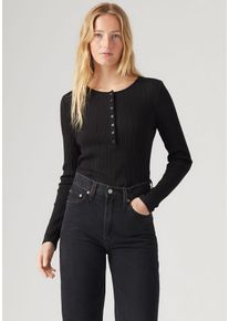 Levi's LEVI'S Damen Langarmshirt "DRY GOODS VACATIONER LS", schwarz, casual, Gr. M, unifarben, Single Jersey, Obermaterial: 95% Baumwolle, 5% Elasthan,