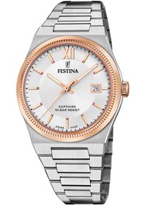 Festina Damen Quarzuhr, silber, Armbanduhren, Armbanduhr, Damenuhr, Herrenuhr, Swiss Made, Edelstahlarmband, Datum