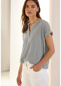 Cecil Damen Kurzarmblusevolcanic grau, casual, Gr. XL, gestreift, Web, Obermaterial: 100% Viskose, Blusen, im Streifen-Look