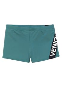Venice Beach Herren Boxer-Badehose, grün, Gr. 5, unifarben mit Farbeinsatz, Recycling-Polyamid, Badehosen, mit Logo-Schriftzug