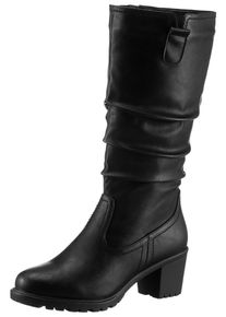 ANISTON SHOES Damen Stiefel, Gr. 37, schwarz, Lederimitat, elegant, Schuhe, mit slouchy Schaft mit Raffungen - NEUE KOLLEKTION