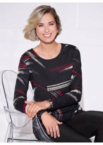 Classic Basics Damen Rundhalsshirt "Rundhals-Shirt", schwarz, Gr. 42, gemustert, mehrfarbig, 100% Baumwolle, Shirts