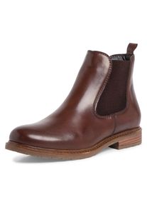 Tamaris Damen Chelseaboots, Gr. 38, braun, Leder, klassisch, Schuhe, Blockabsatz,Businessschuh,Bequemschuh, klassischer Look, schmale Form
