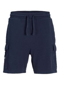 Jack & Jones JACK & JONES Herren Shorts "JPSTKANE SCRIPT SWEAT SHORTS LNG", blau, modisch, Gr. L, unifarben, Web, Obermaterial: 60% Baumwolle, 40% Polyester, Hosen