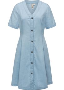 Ragwear Damen Sommerkleid "Kveeda Denim", blau, feminin, Gr. XXL, Material: 60% Baumwolle, 40% Viskose, Kleider, Sommerliches Minikleid mit Schleife