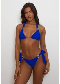 MODA MINX Damen Bikini-Hose "Amour Tie Side Brazilian", blau, Gr. S, unifarben, 18% Elasthan, 82% Polyamid, Badehosen, mit funkelndem Steinbesatz