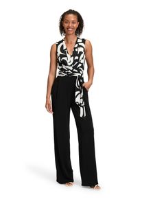 Vera Mont Damen Overall "Vera Mont Jumpsuit mit Bindegürtel", schwarz-weiß, casual, Gr. 40, Jersey, Obermaterial: 95% Polyester, 5% Elasthan. Futter: