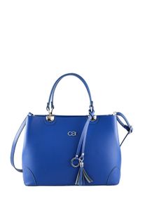 Damen Schultertasche "Mademoiselle", Collezione Alessandro, blau, Leder, Taschen, hochwertiges Rindsleder mit Quaste und Anhänger