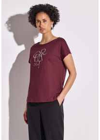 Street One Damen T-Shirt, rot, casual, Gr. 40, unifarben, Web, Stoff, 50% Baumwolle, 50% Modal, Shirts, im soften Baumwoll-Mix