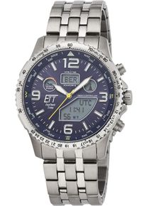 ETT Herren Funkchronograph "Professional World Timer", silber, Armbanduhren, Armbanduhr, Herrenuhr, Solar, Titan, Datum, Stoppfunktion