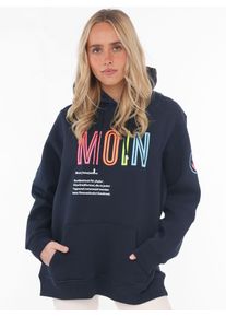 Zwillingsherz Damen Sweatshirt, blau, casual, Gr. L, unifarben, Sweatware, Obermaterial: 50% Baumwolle, 50% Polyester, Sweatshirts, mit aufgesticktem