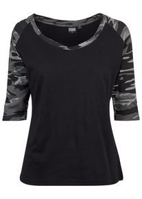 Urban Classics Damen Kurzarmshirt "Urban Classics Damen Ladies 3/4 Contrast Raglan Tee", schwarz, casual, Gr. 4XL, mehrfarbig, 100% Baumwolle, Shirts