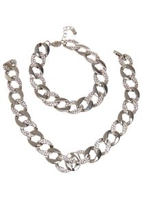 Urban Classics Damen Bettelarmband "Urban Classics Unisex Basic Diamond Necklace And Bracelet Set", one size, Zink, silber, Zink, Armbänder