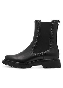 Tamaris Damen Chelseaboots, Gr. 41, schwarz, Lederimitat, Elastischer Einsatz, unifarben, klassisch, Schuhe, Blockabsatz, Stiefelette, Bikerboots mit