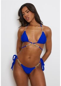 MODA MINX Damen Triangel-Bikini-Top "Seychelles", blau, Gr. S, unifarben, 82% Polyamid, 18% Elasthan, Bikini-Oberteile, mit funkelnden Anhängern