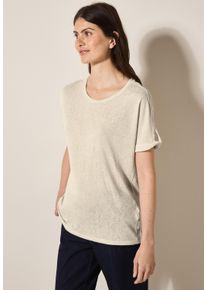 Cecil Damen T-Shirtpumice beige, casual, Gr. XS, glänzend, Stoff, 55% Polyester, 45% Viskose, Shirts, mit Rundhalsausschnitt