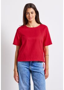 Street One Damen Shirtbluse, rot, casual, Gr. 44, unifarben, Web, 60% Leinen, 40% Baumwolle, Blusen, mit Leinenanteil