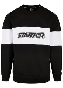 Herren Rundhalspullover "Starter Black Label Herren Starter Block Crewneck", schwarz-weiß, casual, Gr. L, STARTER Black Label, mehrfarbig, 65%