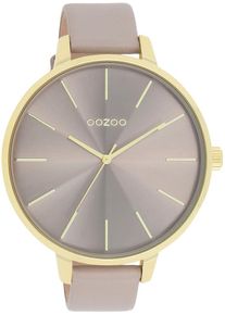Oozoo Damen Quarzuhr, grau, Armbanduhren, Armbanduhr, Damenuhr, Lederarmband, Ø 48mm