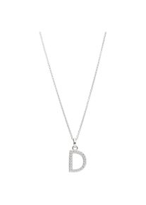 Smart Jewel Damen Kette mit Anhänger "Buchstabe D mit Zirkonia Steine, Silber 925", 45cm, Silber 925 (Sterlingsilber), silber, Silber 925
