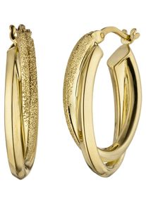 Jobo Damen Paar Creolen, Silber 925 (Sterlingsilber), gold, Silber 925 (Sterlingsilber), Ohrringe, oval 925 Silber vergoldet