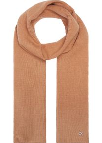 Calvin Klein Damen Schal "CK METAL CHUNKY RIB HW SCARF", braun, casual, unifarben, Strick, Wollmischung, Modetücher, mit Logozeichen