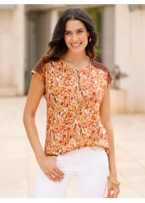 Inspirationen Damen Rundhalsshirt "Shirt", orange, Gr. 48, gemustert, mehrfarbig, 100% Baumwolle, Shirts