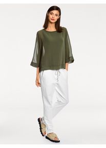 Heine Damen Blusenshirt "Blusenshirt", grün, Gr. 40, unifarben, 100% Polyester, Unterteil:5% Elasthan, 95% Viskose, Shirts