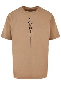 Merchcode Herren T-Shirt "Merchcode Herren Faith Acid Washed Oversized Tee", beige, casual, Gr. M, bedruckt, 100% Baumwolle, Shirts