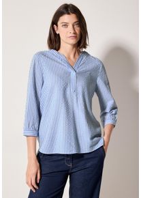 Cecil Damen Klassische Bluse, blau, casual, Gr. L, gestreift, Stoff, 51% Viskose, 32% Baumwolle, 17% Polyamid, Blusen, mit 3/4 Ärmeln