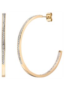 Jobo Damen Paar Creolen, Edelstahl, gold, Edelstahl, Ohrringe, Edelstahl goldfarben beschichtet mit 134 Kristallsteinen