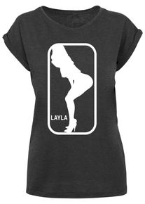 Merchcode Herren T-Shirt "Merchcode Damen Ladies Layla Dance X T-Shirt", grau, casual, Gr. L, unifarben, 100% Baumwolle, Shirts