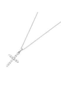 Luigi Merano Damen Goldkette "Kreuz mit Zirkonia, Gold 375", 45cm, Weißgold 375, silber, Weißgold 375, Halsketten