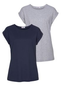 Flashlights Damen T-Shirt, grau, Basic, Gr. 32, unifarben, clean, Single Jersey, Obermaterial: 50% Baumwolle, 50% Modal. Obermaterial Melange: 95%