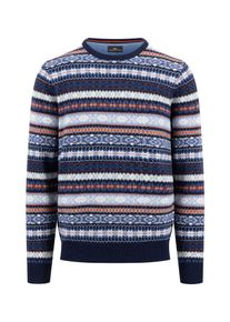 Fynch-Hatton Herren Strickpullover, blau, casual, Gr. S, gemustert, Strick, Obermaterial: 80% Wolle, 20% Polyamid, Pullover, mit Intarsien Muster