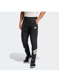Herren Sporthose "GYM+ 3S WV PANT", schwarz-weiß, sportlich, Gr. M, adidas Performance, Obermaterial: 87% Polyester, 13% Elasthan, Hosen