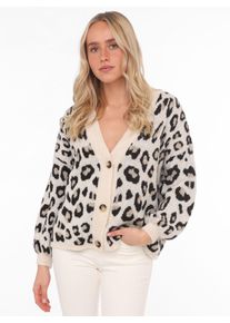 Zwillingsherz Damen Strickjacke ""Big Leo"", beige, modisch, Grobstrick, Obermaterial: 57% Polyester, 29% Polyamid, 7% Wolle, 7% Viskose,