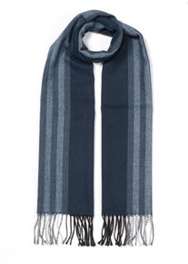 MONTI Damen Strickschal, blau, casual, gestreift, Web, Kunstfaser, Modetücher, angenehm weich, Modeschal, lange mehrfarbige Fransen
