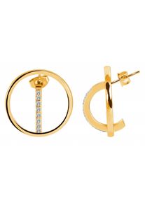 Adelia´s ADELIA ́S Damen Paar Ohrhänger "Neuheit 2025 - Damen Ohrstecker aus Edelstahl und Strass Ø 23 mm", Damen, Edelstahl, weiß, Edelstahl, Ohrringe