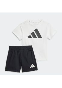 Kinder Trainingsanzug "I BL T-SET 160", schwarz-weiß, sportlich, Gr. 62, adidas Sportswear, Obermaterial: 100% Baumwolle, Sportanzüge