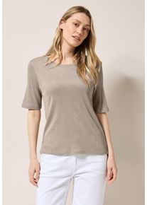 Cecil Damen T-Shirtjute beige, casual, Gr. XL, unifarben, Stoff, 82% Viskose, 10% Metalfaser, 8% Polyamid, Shirts, mit Rundhalsausschnitt